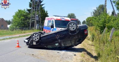 36-latka kierując Skodą uderzyła w przepust. Była nietrzeźwa, w organizmie miała ponad 2 promile